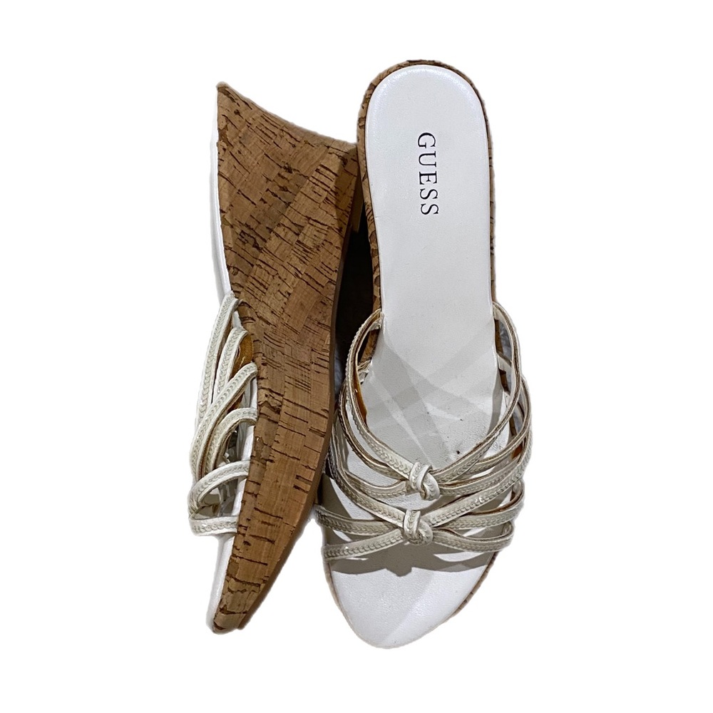 Guess white strappy sandals